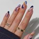 thumbnail image 1 of 24-Pack Women's Wear Nails Oval Multicolor Lines Blue Brown Colorblock Waves for Summer DIY Manicure Tools Full Coverage Nail Stickers, 1 of 5