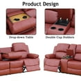 thumbnail image 2 of Caberryne Recliner Sofa Set with 5 Recliners for Living Room Furniture Sets，Leather Reclining Couch Set with Cup Holders/Hidden Table for Living Room/Office/Theater Seating(3 Pieces,Red), 2 of 5