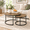 Black Brown, variant on Round Coffee Table Set of 2, Black Gold Nesting Circle Side Tables Wooden Tops with Metal Ring Frames Center Tables for Living Room Bedroom Apartment