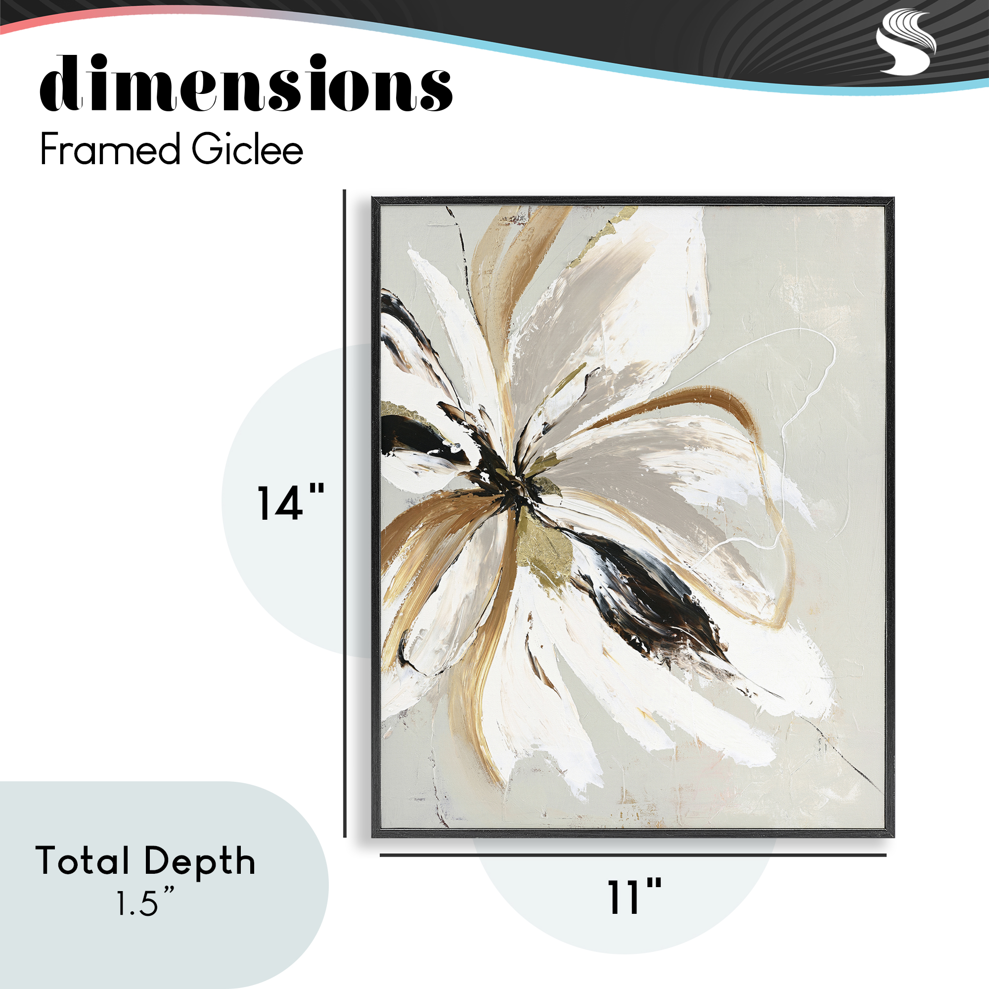 Expressive Cornelia Flower Black Framed Giclee Art, design by Design Fabrikken