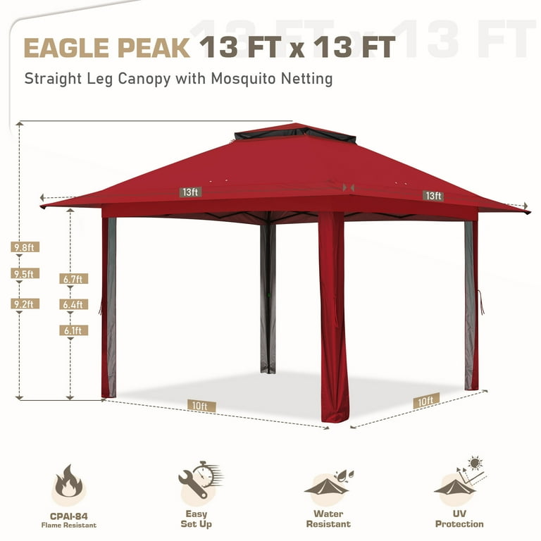EAGLE PEAK 13 x 13 ft Pop-Up Gazebo Tent Instant w/ Mosquito