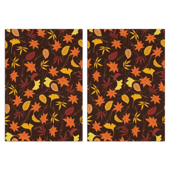 Fall Farmhouse Towel Set - 2 Pack Absorbent Dish Towels w/Maple Leaves, Pumpkin Decor Kitchen Towel