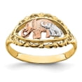 thumbnail image 1 of Solid 14k Yellow and Rose Gold Two Elephants Ring Band Size 9, 1 of 6
