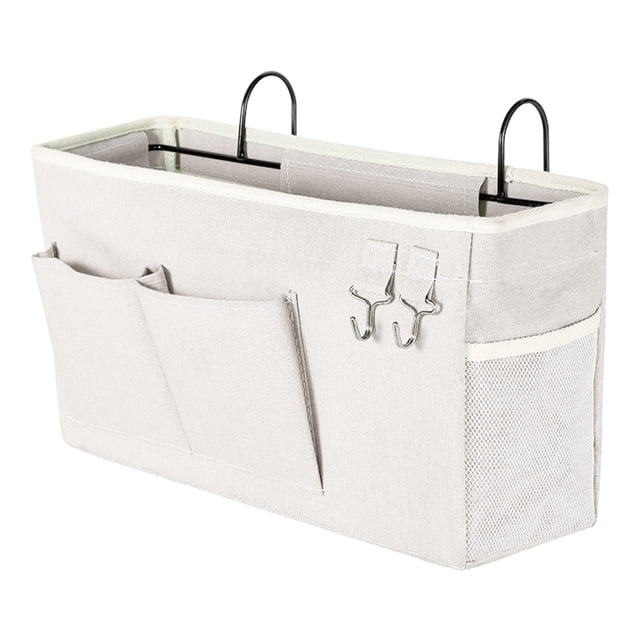 Bedside Storage Caddy, Canvas Metal Waterproof Hanging Organizer for Dorm Rooms, Hospital Beds, Multi Purpose Space Saving, Easy Installation, All-round Encirclement