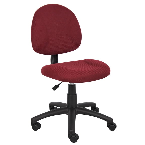 Pemberly Row Fabric/Nylon Adjustable Seat Swivel Office Chair in Burgundy Red