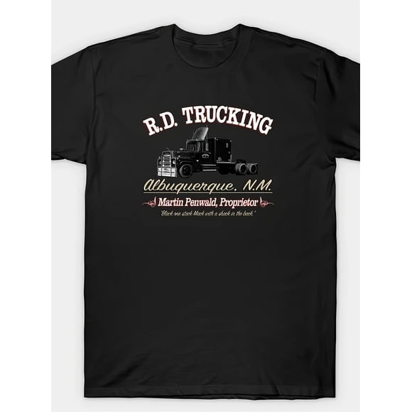 R. D. Trucking Tee- 100% Cotton, Casual Round Neck T-Shirt with Geometric Print for Men, All-Season Wear