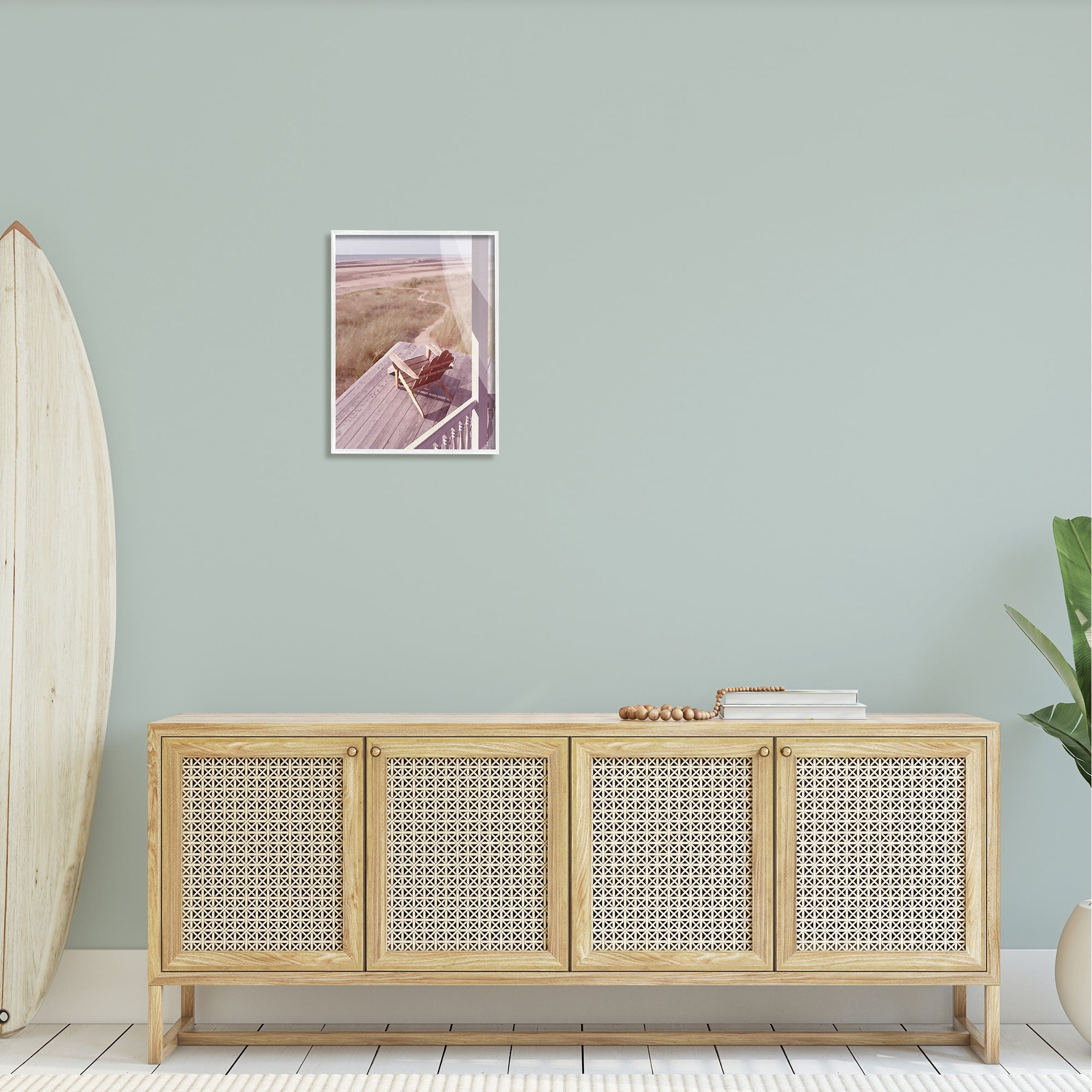 Stupell Industries Lone Lounge Chair Rural Beach Grass Porch Painting White Framed Art Print Wall Art, Design by Noah Bay