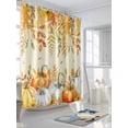 thumbnail image 3 of Fall Shower Curtain Harvest Pumpkin Orange Shower Curtains for Bathroom Thanksgiving Decor, Waterproof Polyester Shower Curtain Set with Hooks, Stall Long 36" x 72" Autumn Leaves, 3 of 6