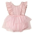 thumbnail image 2 of IBTOM CASTLE Baby Girls Lace Bodysuit Boho Clothes 1st Birthday Cake Smash Outfit Newborn Photography Outfits Summer Sunsuit 6-12 Months Pink Lace, 2 of 4