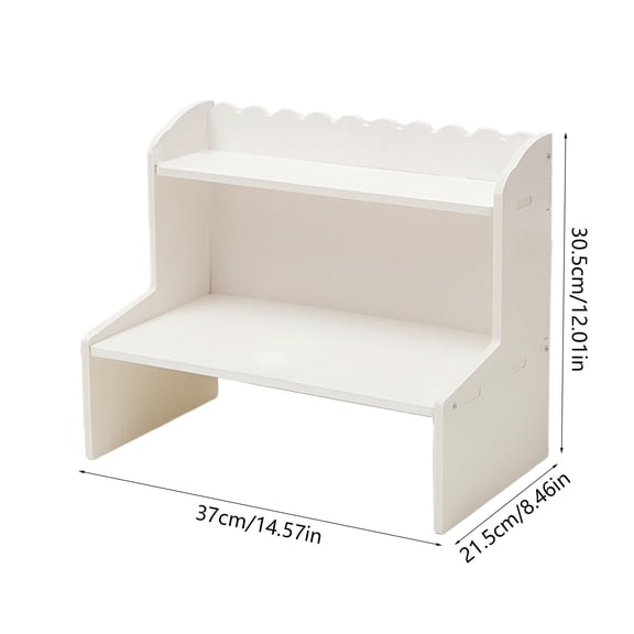 Rkxzt Wooden Shelves,Double Layer Wood Desktop Rack Organizer for Office Home Storage 12.01x10.63x8.46in Brown,Other|Wood,White
