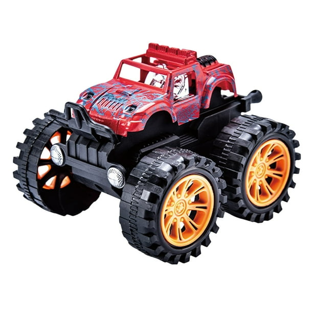 Coche de juguete de fricción con impresión para niños, juguete absorbente todoterreno, coche de juguete con acrobacias giratorio 360°