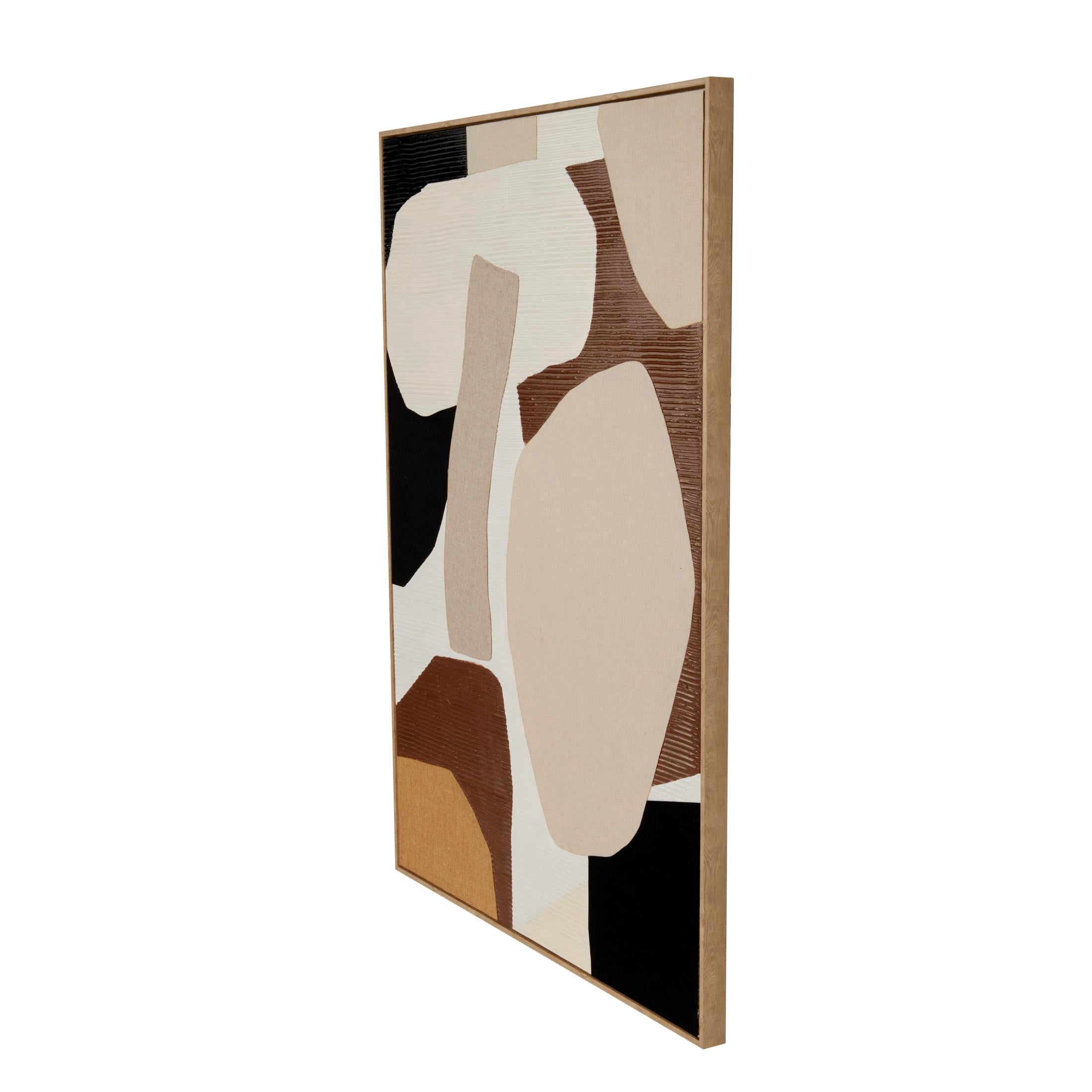 40" x 56" Abstract Overlapping Circle Geometric Framed Wall Art with Cream Accents, by DecMode