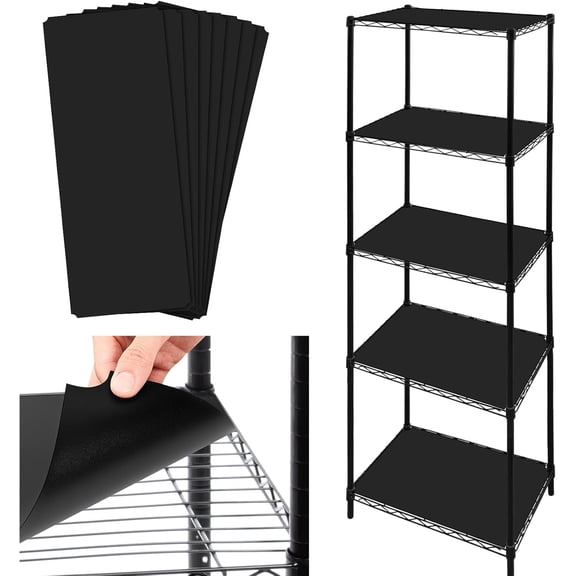 8 Pack 11.8 x 16.6 Inch Wire Shelf Liner Black Plastic Waterproof Liners for Organizing Metal Rack Shelves, Kitchen Cabinets, Cupboard, Pantry