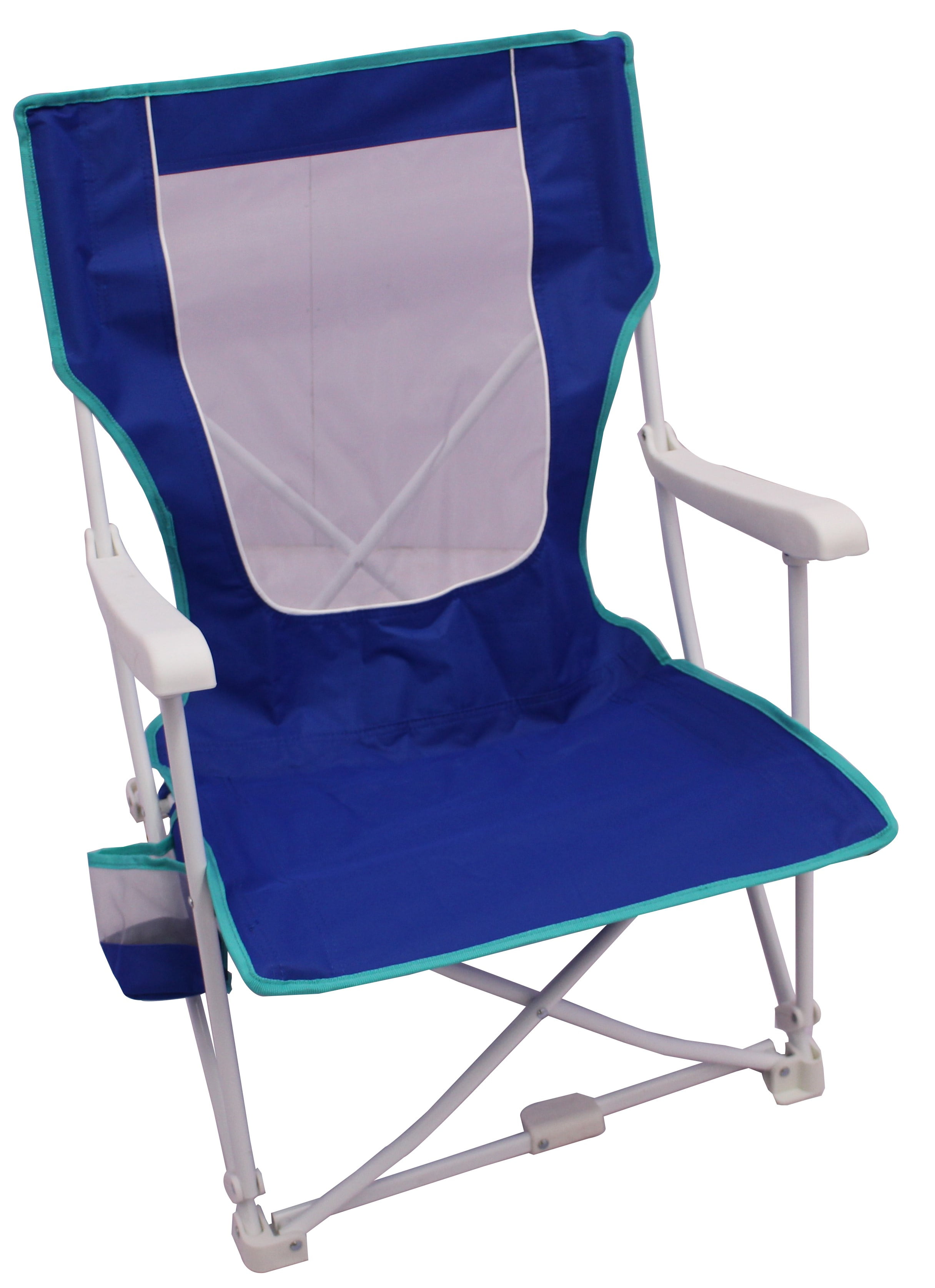 Mainstays Steel Folding Hard Arm Beach Bag Chair with Carry Bag, Blue