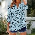 thumbnail image 2 of SnZhen 3/4 Sleeve Tops for Women Fashion Printed Casual Loose V-Neck Button Comfortable Versatile Bloues, 2 of 5