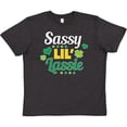 thumbnail image 3 of Inktastic Saint Patrick's Day Sassy Lil' Lassie with Shamrocks Youth T-Shirt, 3 of 5