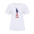 thumbnail image 4 of Tops Cortos para Mujeres Bandera de Moda Impresa Cuello Redondo, Camiseta de Manga 3/4 para Uso Diario, Casero Y Cómodo, 4 of 4