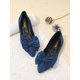 thumbnail image 1 of Elegant Black Flats For Women, Bow Decor Point Toe Faux Suede Ballet Flats, 1 of 4