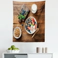 thumbnail image 1 of Food Tapestry, Breakfast Bowl Blueberries Strawberries Oat Granola and Yogurt Rustic Backdrop, Fabric Wall Hanging Decor for Bedroom Living Room Dorm, 5 Sizes, Brown Multicolor, by Ambesonne, 1 of 1