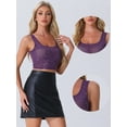 thumbnail image 2 of Unique Bargains Mesh Top for Women's Sleeveless Scoop Neck Crop Tops S Purple, 2 of 6