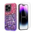 thumbnail image 1 of NIFFPD iPhone 14 Pro with Screen Protector, Bling Glitter Quicksand Sparkle Clear & Shockproof Protective Cover iPhone 14 Pro 6.1" Red+Purple, 1 of 6