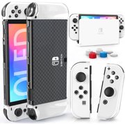 Dockable Hard PC Protective Case for Nintendo Switch OLED Model (2021).  with Comfortable TPU Joy-Con Grip Covers and 6 Thumb Stick Caps. Offers 360° Protection, Shock Absorption