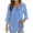 Light Blue, variant on JGGSPWM Women 3/4 Sleeve Tie Front Ruffle Tiered Scoop Neck Babydoll Spring Fall Boho Cute Tops Blouses Shirts Purple M