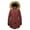 Burgundy, variant on Fleece Lined Winter Puffer Coat for Women Warm Quilted Winter Jacket with Removable Faux Fur Hood