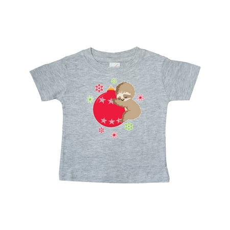 

Inktastic Cute Christmas Baby Sloth on Red Ornament with Snowflakes Gift Baby Boy or Baby Girl T-Shirt