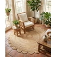 thumbnail image 3 of Sivi 6 x 6 Feet Handmade Scallop Braided Jute Rug - Natural Jute Round Rug, 3 of 12