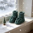 thumbnail image 5 of Xfvqtps Baby Booties Knitted Crochet Solid Color Lace up Bow Mid Tube Non Slip Soft Comfortable Warm Winter House Shoes Prewalker Green, 5 of 8