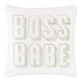 thumbnail image 3 of Sparkles Home Boss Babe Pillow, Pearls and Rhinestones on Velvet, Feather Insert Pink, 3 of 4
