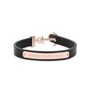 PAUL HEWITT Anchor Bracelet Signum Coordinates - Leather Bracelet for Women (Black) with Anchor Jewelry in IP Stainless Steel (Rose Gold), Beautiful Bracelets for Women