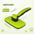 thumbnail image 2 of Self-cleaning pet brush for dogs/cats/rabbits. Gently removes loose fur & undercoat, all hair types. Lightweight ergonomic design with massage tips. Green, 2 of 6