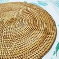 Handwoven Rattan Placemats,Round Wicker Table Mats, Natural Woven