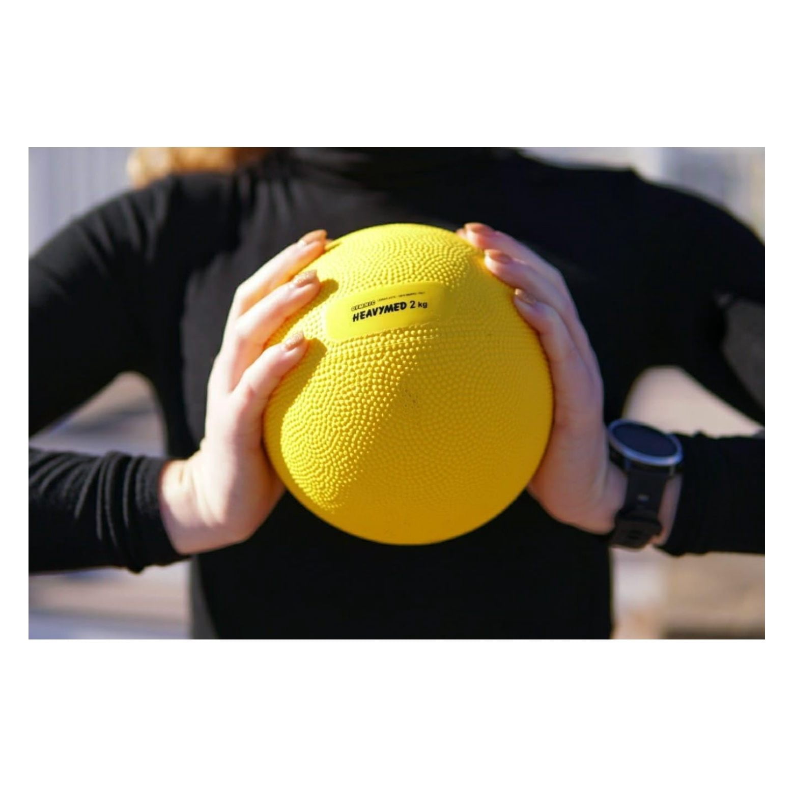Gymnic Heavymed Medicine Ball 2kg/4.4lb, 15cm Yellow – Fitness & Therapy Ball for Strength, Balance, Core Workouts, Rehab Exercises