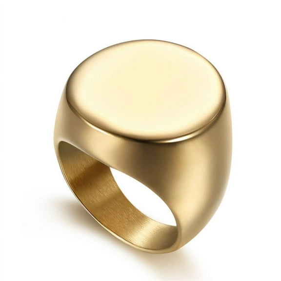 New Fashion Golden Color Large Rings for Men Party Jewelry Big Round Cocktail Ring 14K Yellow Gold Anillos Homb