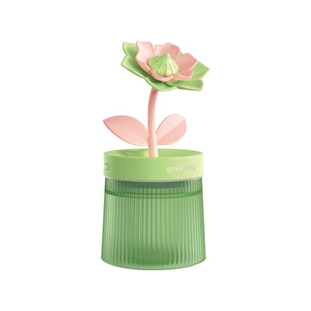 Dsseng 260 ML Mini Cute USB Humidifier With Light Quiet Cool Mist Humidifier For Bedroom And Office Flower Plants Shaped Easy To Clean