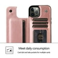 thumbnail image 5 of iPhone 11 Pro Wallet Case with Card Holder, Premium PU Leather Kickstand Credit Card Slots Case,[RFID Blocking] Double Magnetic Clasp Back Flip Durable Shockproof Cover for iPhone 11 Pro, Rosegold, 5 of 8