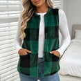 thumbnail image 6 of Yutgune Women's Plaid Sherpa Vest Open Front Sleeveless Fleece Jacket with Pockets Casual Fall Winter Outerwear, 6 of 10
