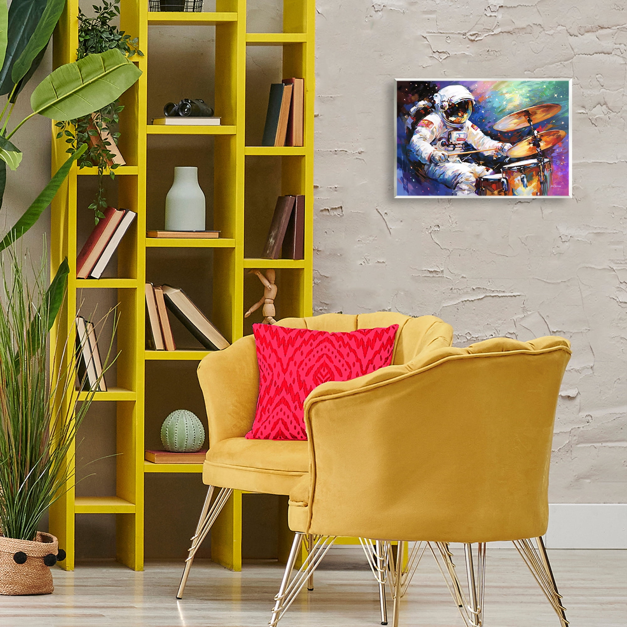 Stupell Industries Cosmic Drummer Musician Astrology & Stars Painting Unframed Art Print Wall Art, 15 x 10