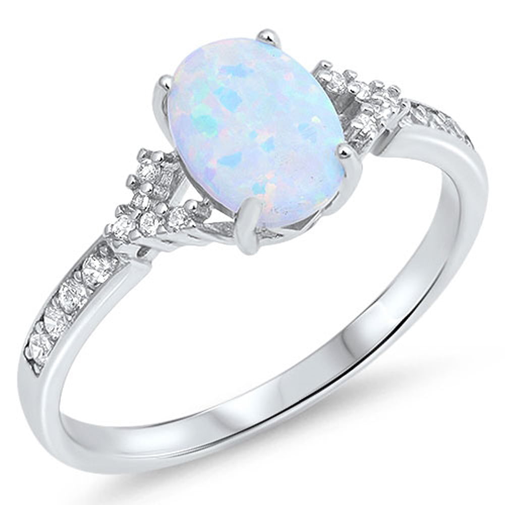 Sac Silver - CHOOSE YOUR COLOR Oval White Simulated Opal Beautiful Cute ...