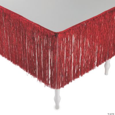 Red Tinsel Table Skirt  Christmas  Party Supplies  1 Piece