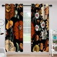 thumbnail image 5 of Boho Floral Blackout Curtains, Morden Mid Century Abstract Bohemian Flowers Botanical Tropical Leaves Darkening Window Drapes Grommet for Living Room Bedroom Decor 2 Panels 52"x84" Inches, 5 of 7