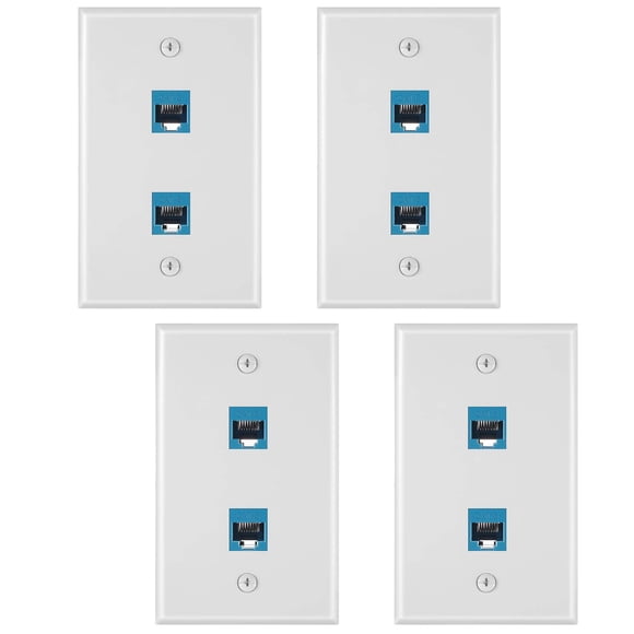 Placas de pared Weewooday Cat6 Ethernet de 2 puertos, 4 unidades