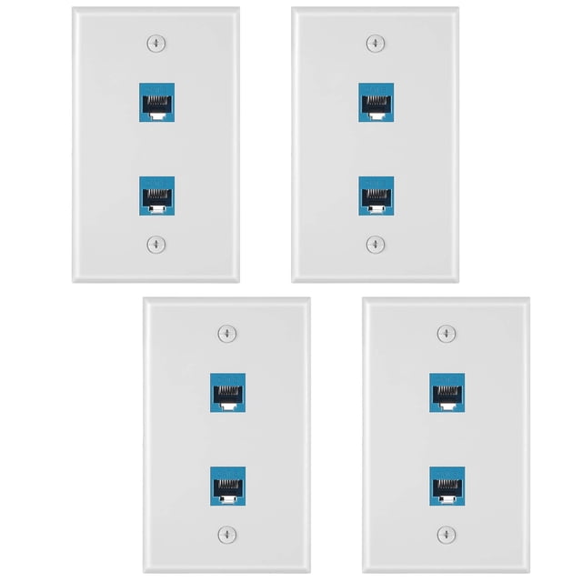 Placas de pared Weewooday Cat6 Ethernet de 2 puertos, 4 unidades