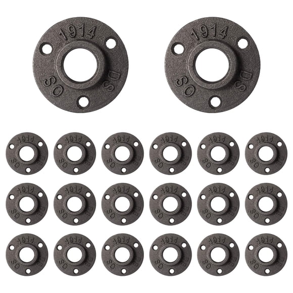 Lawei 20 Pack 3/4" Floor Flange Pipe Decor - Black Cast Iron Pipe Fittings for Build Steampunk Retro Vintage DIY Furniture