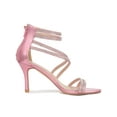 thumbnail image 3 of BLISSFUL STEP Women's Shoes Stiletto Heel Open Toe Ankle Strap Rhinestone Buckle Sandals Pink 7, 3 of 7
