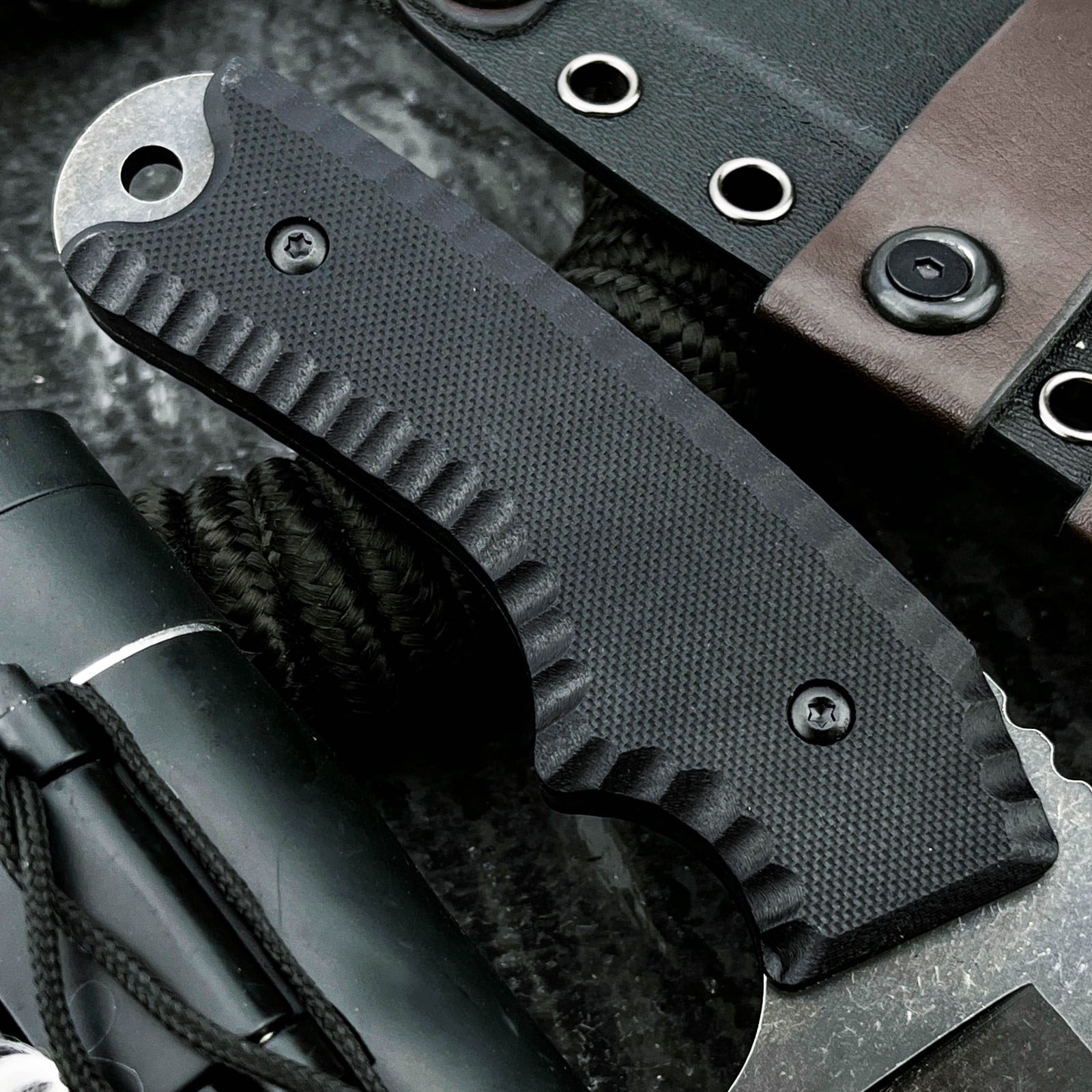 Fixed Blade Outdoor Utility Knife with Sheath, 7Cr13MoV Stainless Steel Full Tang, Black G10 Handle - Multipurpose Tool for Camping, Hiking, and Processing Fish