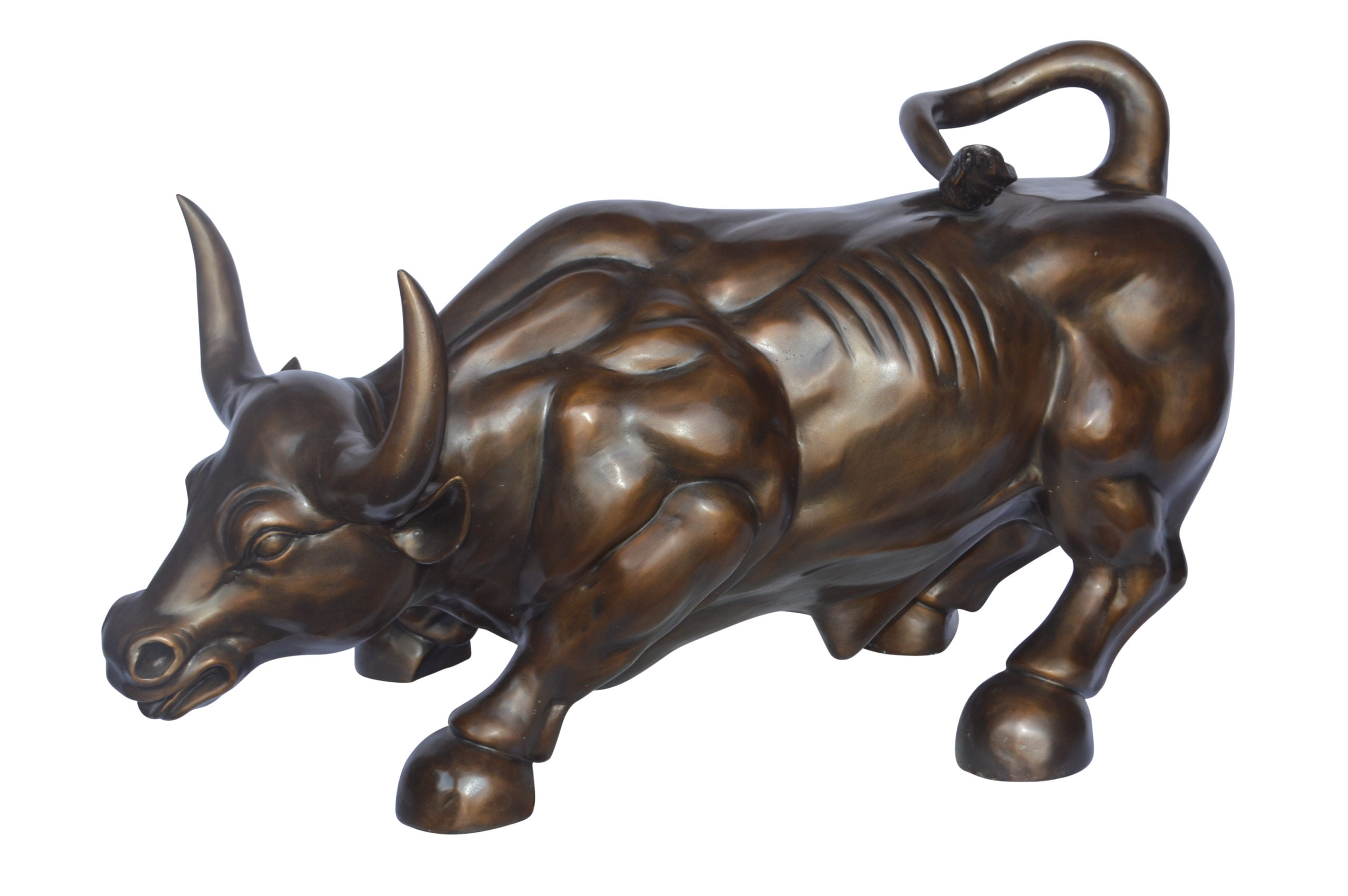 Wall Street Bull Bronze Statue Size 21"L x 43"W x 29"H.